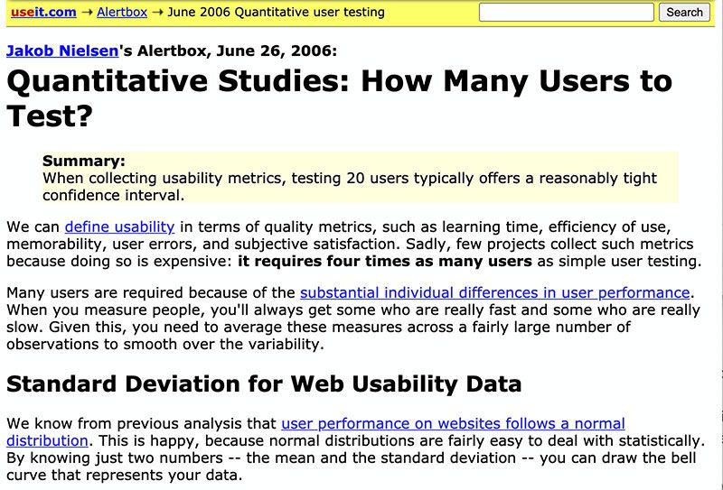 A screenshot of Jakob Neilsen's site useit.com in 2006. Source: web.archive.org