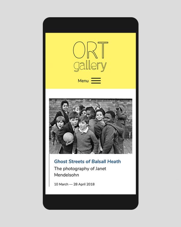 Ort Gallery website design — mobile view